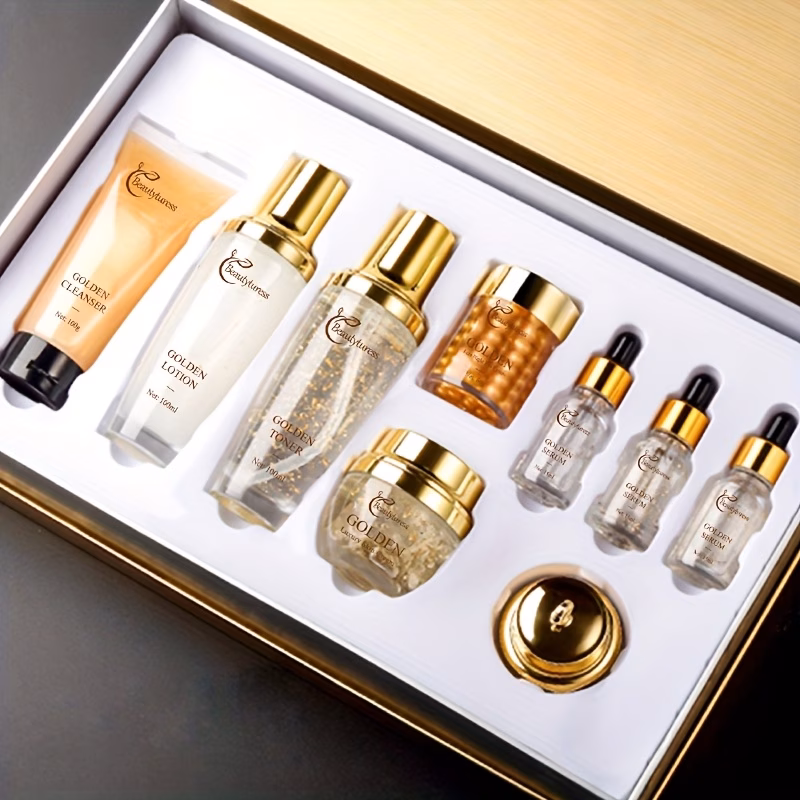 luxurious skincare set for ladies containing niacinamide hyaluronic acid and other skin care ingredients moisturizing and locking moisture dry skin making the skin shiny suitable for parties holiday g
