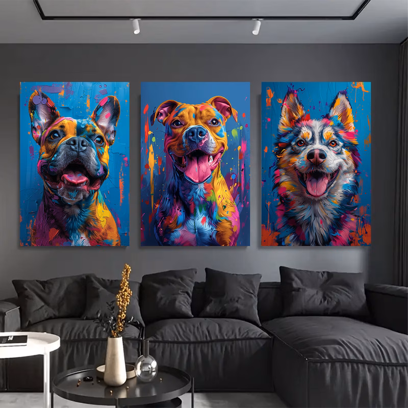 3pcs set theme frameless canvas wall art modern colorful splash paint style 16x24 inch vertical vibrant waterproof ink hd print for living room bedroom hallway decor perfect gift for easter fathers da