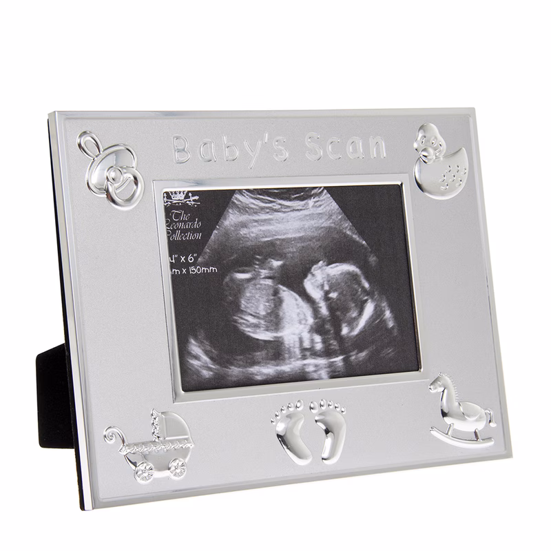 silver plated babys scan photo frame with embossed detail 5 x 3 5