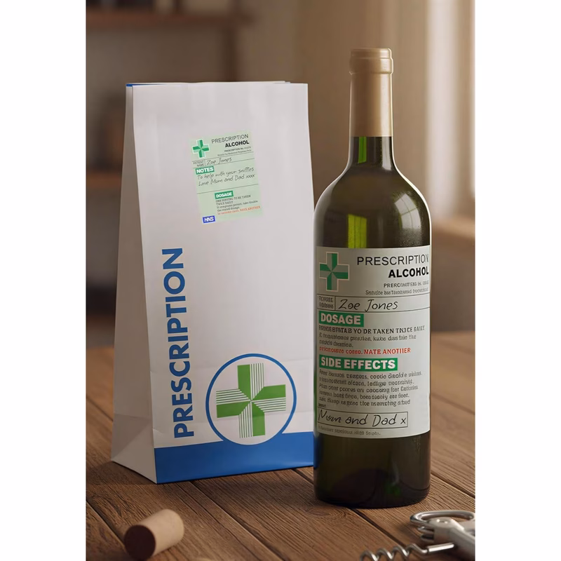 premium drink prescription gift set bottle gift labels bottle bag birthday secret santa joke presents bottle not included