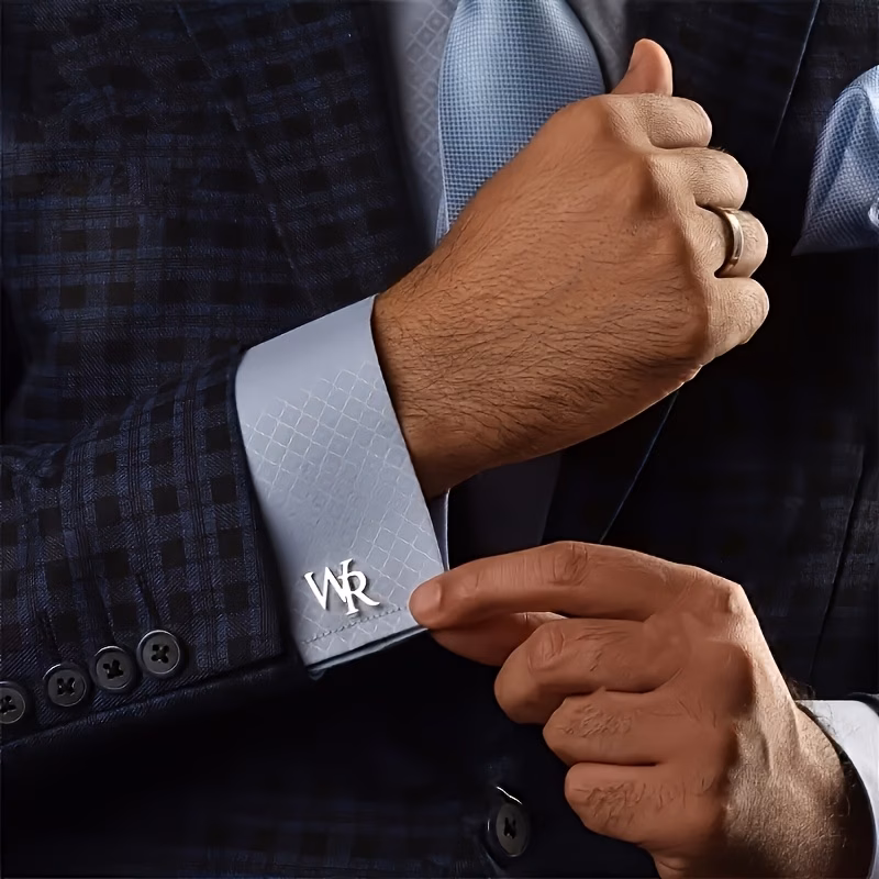 customized personalized stainless steel golden creative letter name cufflinks customized upper and lower 2 letter cufflinks customized jewelry gifts holiday gifts birthday gifts wedding gifts perfect