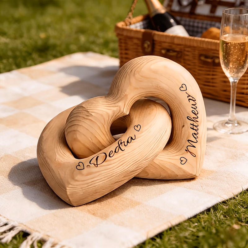 custom wooden 13cm heart shaped decorative ornament personalized heart shaped decor custom name and date suitable for couples weddings valentines day festival fathers day mothers day gifts