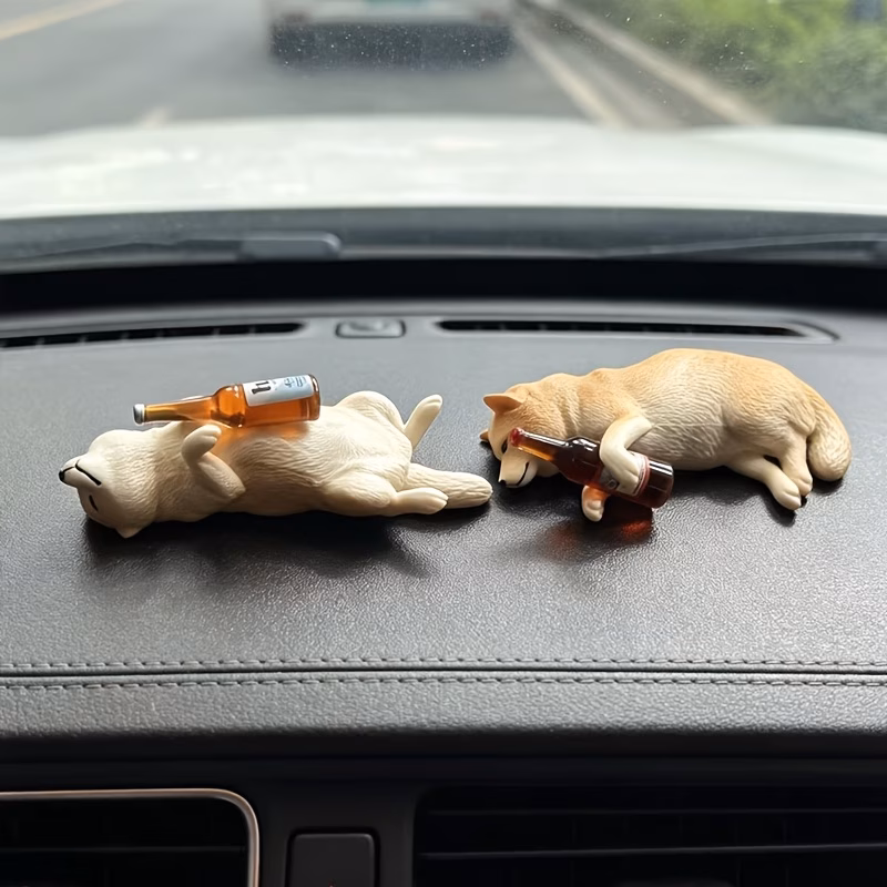resin puppy ornament figurine desktop control panel decoration cute lying sculpture car interior accessory home office tabletop decor fun animal craft gift present