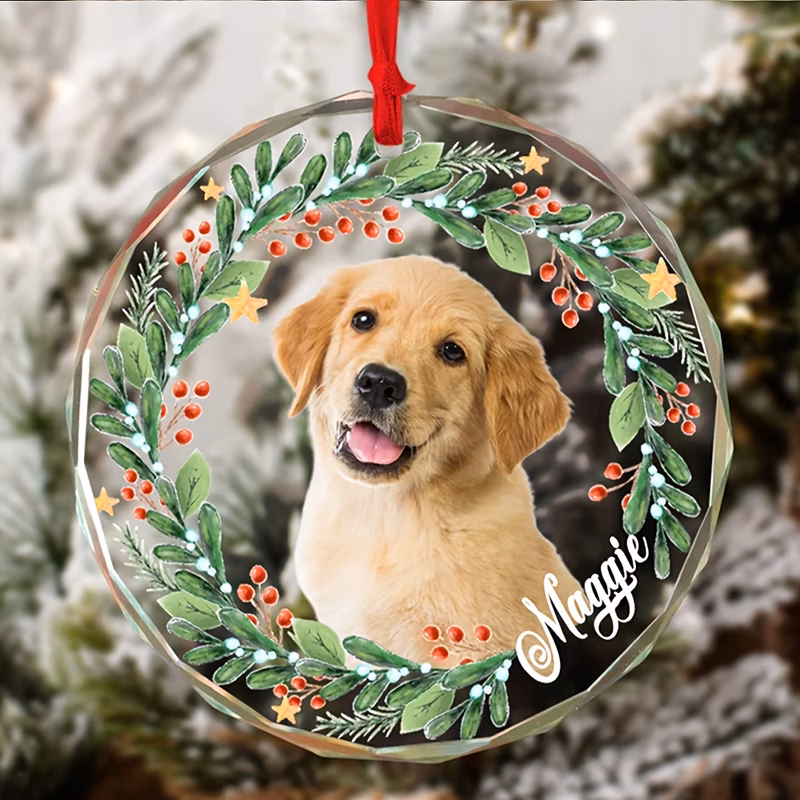 custom christmas ornaments personalized photo christmas pendants individualized gifts holiday glass decorations festive home decor personalized ornaments custom photo decorations dog christmas gifts
