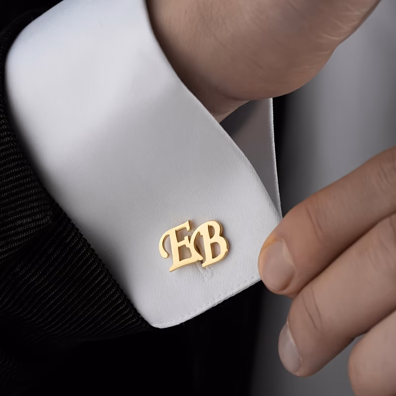 customize a pair of 3 letter cufflinks stainless steel golden monogram gentleman cufflinks personalized 1 3 letter mens elegant shirt cufflinks language to english letters