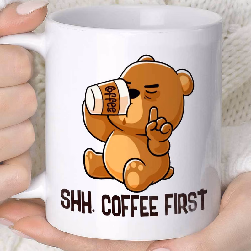 1pc of a unique bear themed coffee mug suitable for coffee or juice with a capacity of 11 ounces 360 milliliters perfect as a fun gift