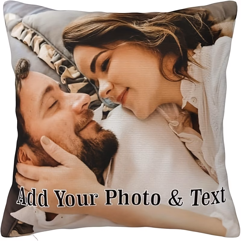 Personalized Photo Pillowcase, Customizable with Your Own Picture/Photo - Custom Version for Couples And Pet Portraits, with Zipper for Easy Filling, Hand Wash - Customized Family Photo Gift, Suitable