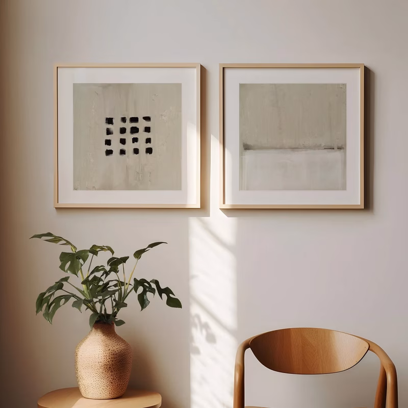 2pcs set susan japardi style wall art posters frameless minimalist landscape paintings elegant simple neutral tone canvas prints for modern bedroom living room d cor japardi art housewarming gift set