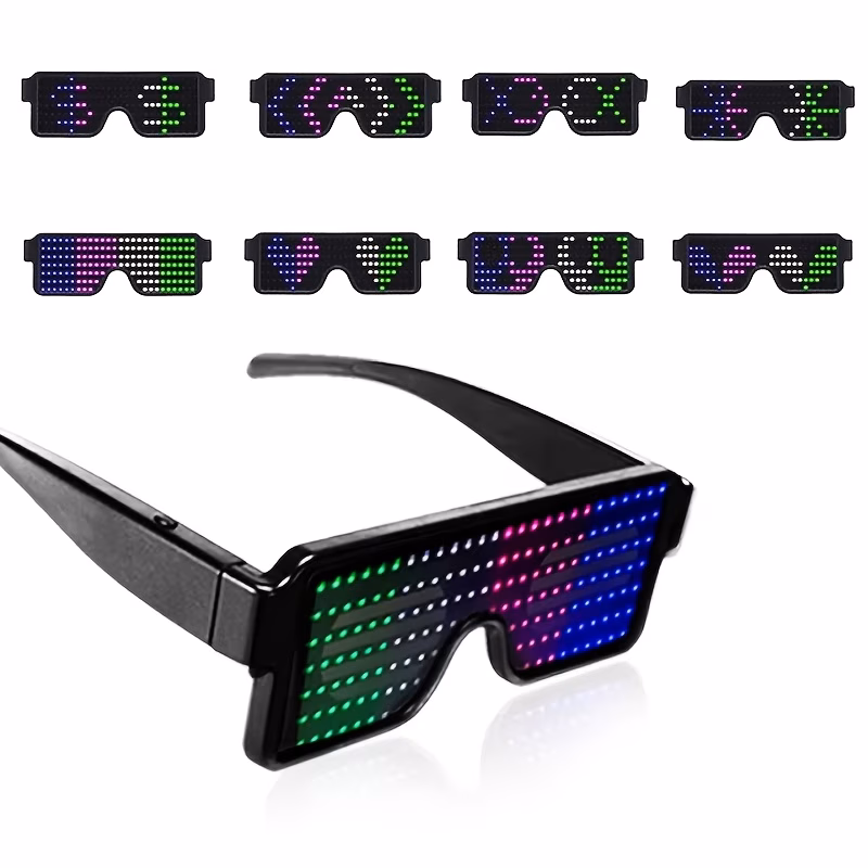 led party glasses multilingual usb charge led flashing luminous eyewear christmas concert birthday party fashion glasses