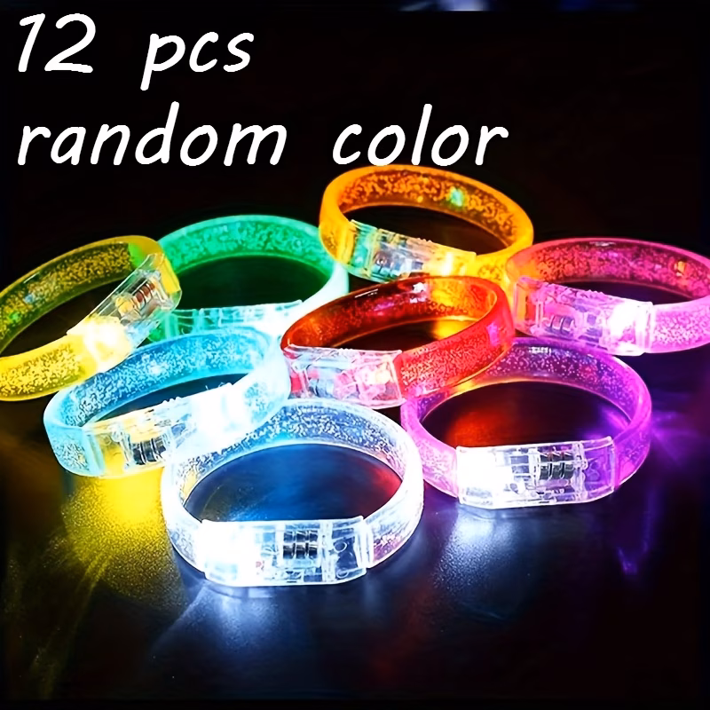 6 12pcs led light up wristbands random vibrant colors suitable for concerts clubs parties birthdays and carnivals party additions vibrant party decor bracelets dark glow party additions ideal for hall