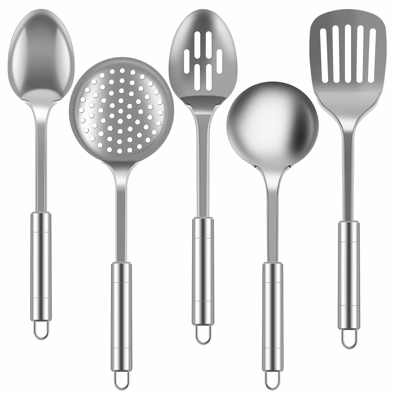 5pcs stainless steel kitchen utensil set turner masher spoon cooking tools new