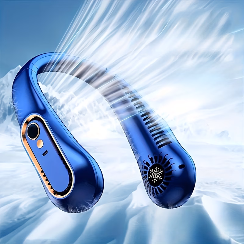 rechargeable bladeless neck hanging fan portable silent wearable personal cooler wind adjustment compact cooling fan for trip picnic driving