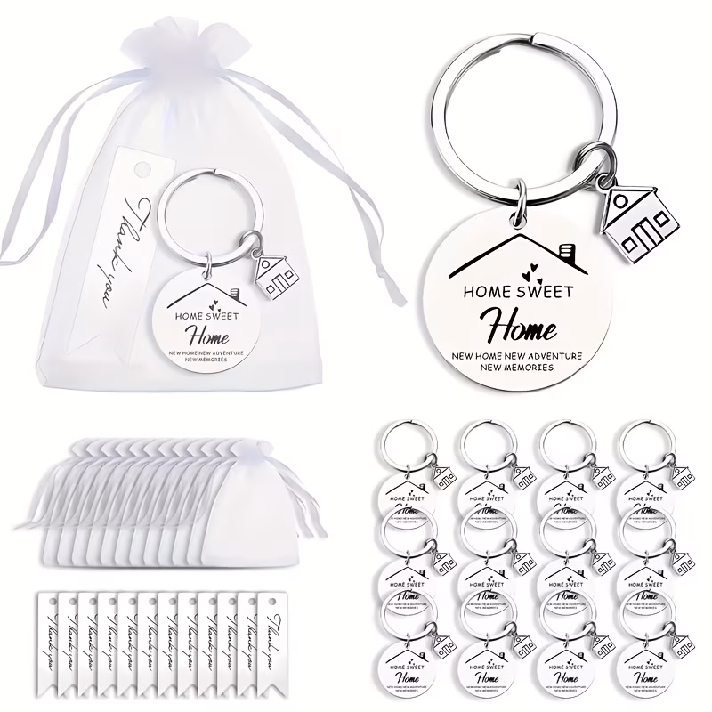 gift for her him 36pcs 12 sets stainless steel keychains engraved perfect housewarming gift for families new gifts suitable for couples and new ideal for age