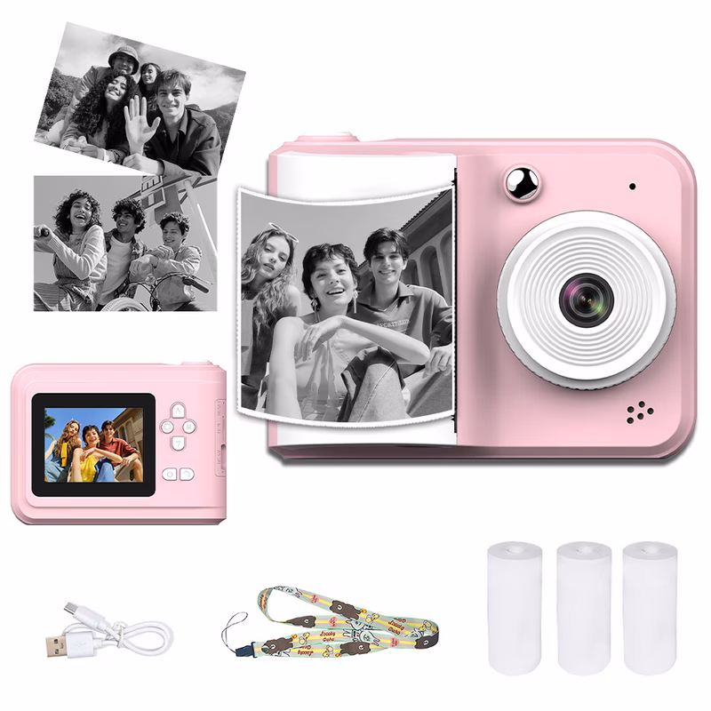 2 4 inch camera instant print camera christmas birthday gift for boy girl 48 megapixel 1080p digital camera instant printer with 3 rolls of photo paper