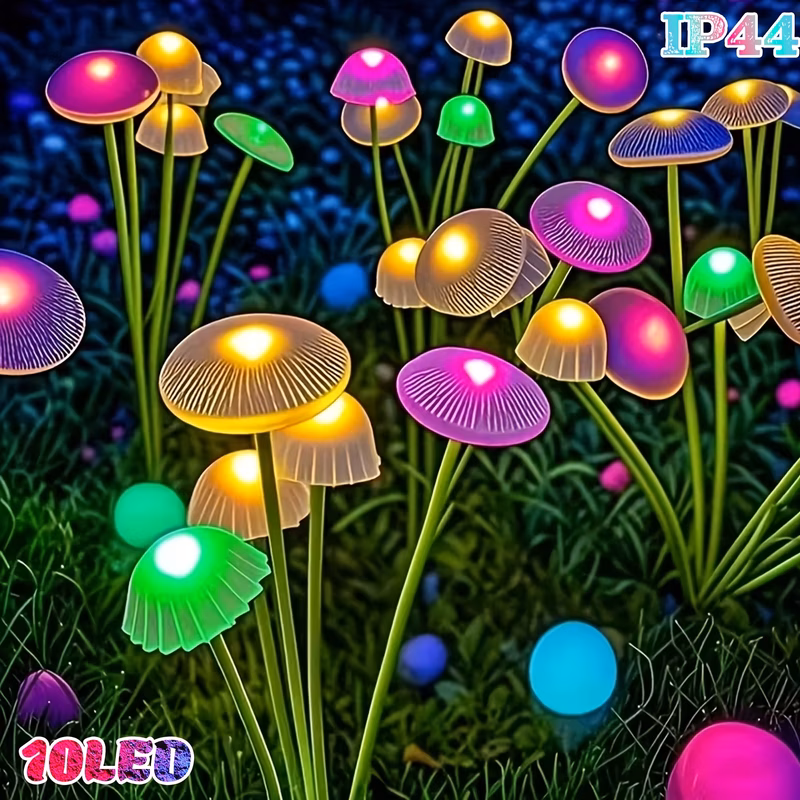10led solar garden mushroom lights 8 6led ip44 outdoor courtyard decorative lights ideal for courtyards gardens lawns wedding and holiday aisle decorations