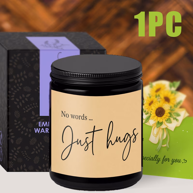 minimalist sympathy themed candle just hugs quote 1pc scented candle for home office decor jar candle candle birthday gifts sympathy gift gifts for friend family coworker her him home office decor