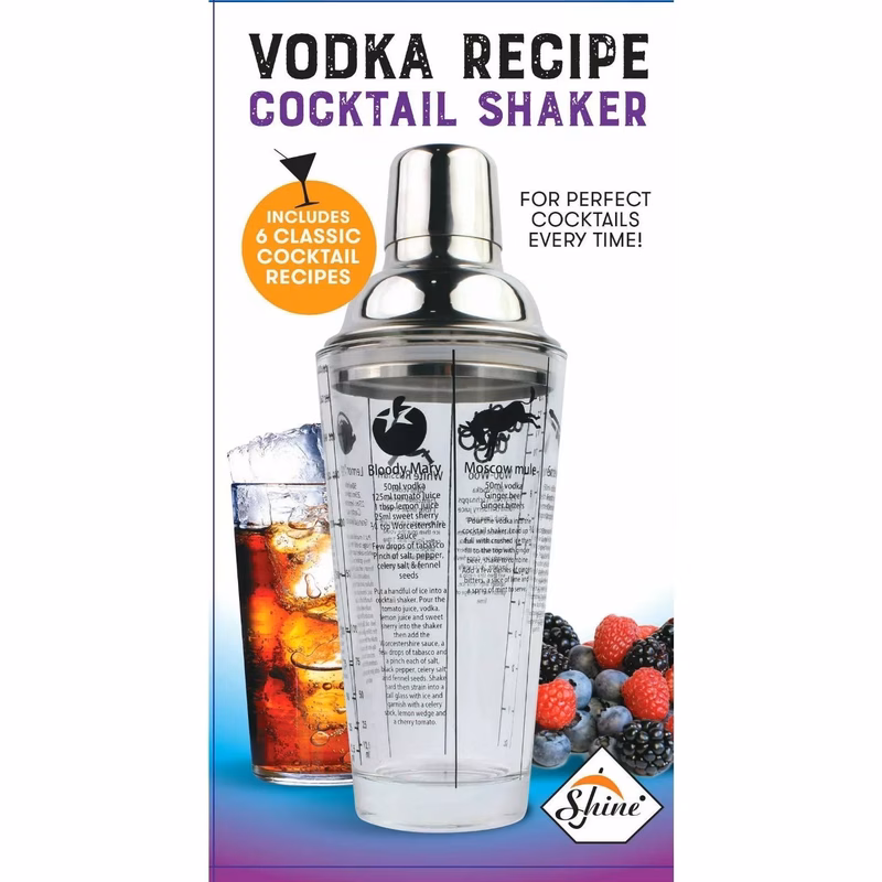 glass cocktail shaker with recopies make your own cocktails perfect xmas gift