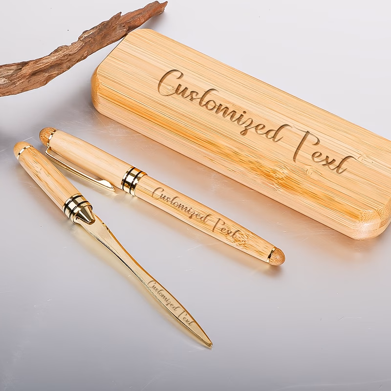 3pcs personalized custom wooden pen wooden gift box set christmas gift bamboo wood solid wood creative ballpoint pen wedding gift custom text creative ballpoint groomsman gift gift for men women dad b