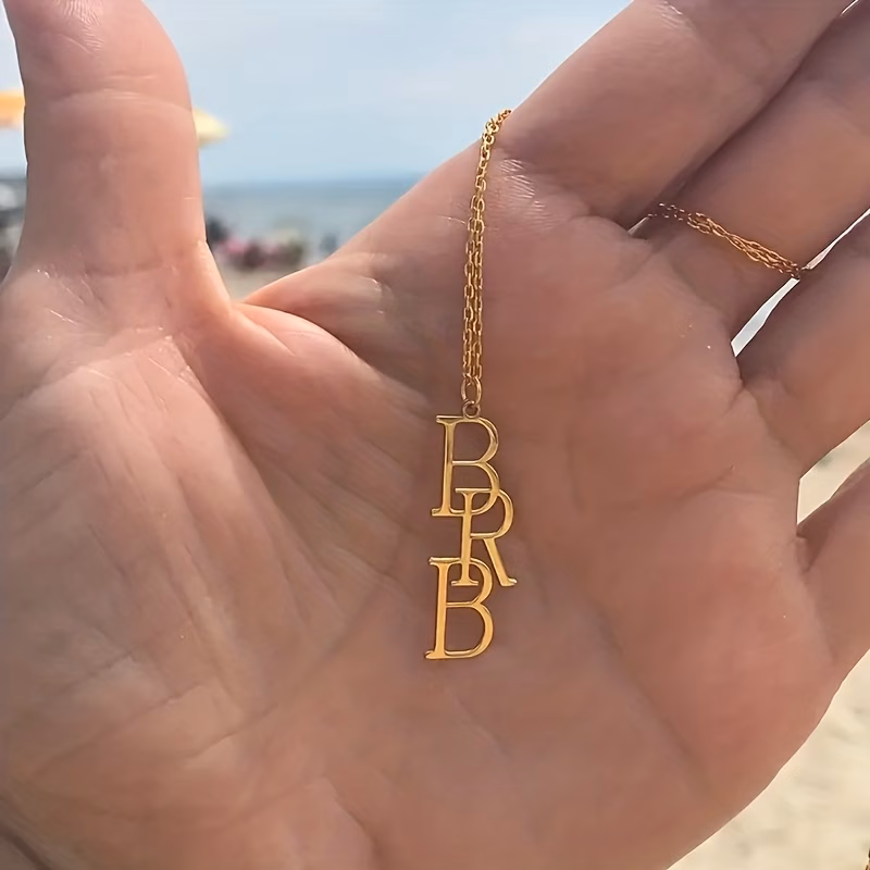 custom personalized vertical 3 letter interlocking necklace minimalist elegant 18k gold plated birthday gift for mom mothers day gift anniversary gift christmas gift for womens jewelry