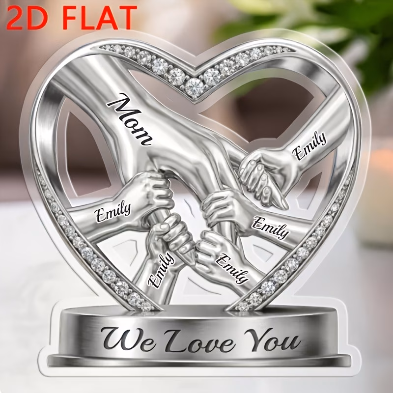 2d flat personalized custom name text acrylic hand holding plaque suitable for mom grandma gift for mothers day birthday or desktop decor tabletop decoration with handheld