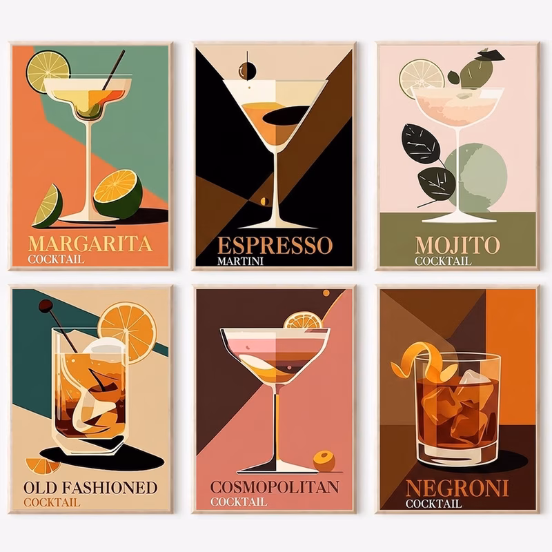 professional art use 6pcs paint by numbers kit for beginners 8x12in 20x30cm color canvas easy cocktail acrylic painting set home decor gifts for birthdays mothers day fathers day christmas without fra
