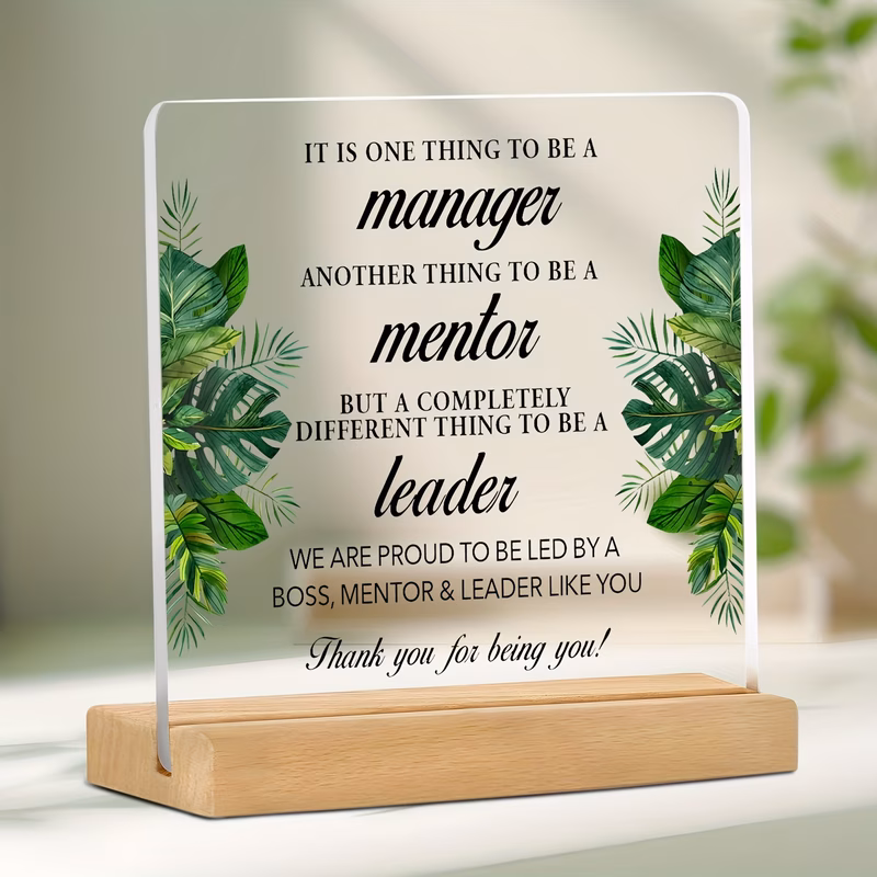 2d flat acrylic plaque leader appreciation gift suitable for boss mentor retirement with inspirational quote clear desktop decor manager and supervisor office home ornament retirement farewell thank y