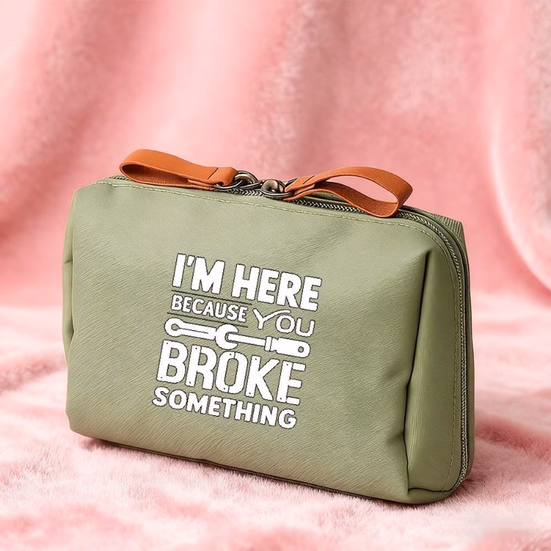 funny im here you broke something crochet storage bag suitable for travel toiletry organizer with pouches packing cubes dry bag for women gift for best friend birthday anniversary