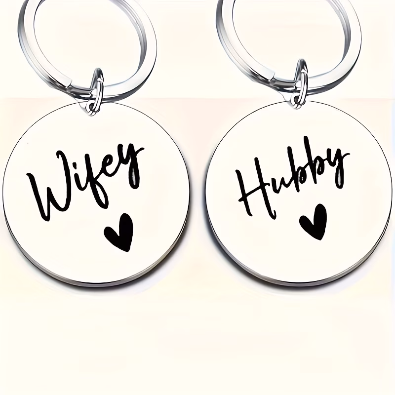 2pcs keychain a for couples valentines day gift indispensable stainless steel keychain round metal keychain