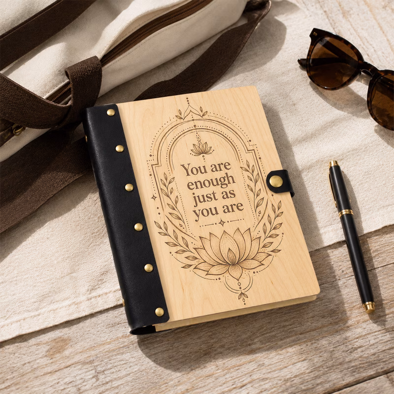 1pc mothers day gift lotus flower mindfulness executive hardcover journal notebook inspirational quote you are enough are spiritual reflection daily writing 100 pages