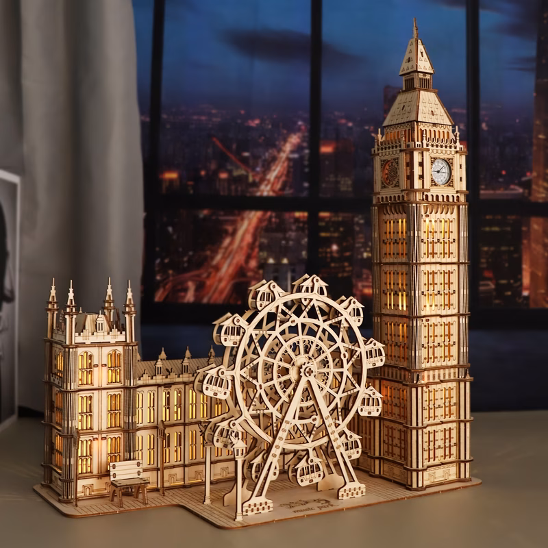 3d wooden puzzle model kits desktop clock blocks creative gift home decor for family unique christmas gift halloween party favors