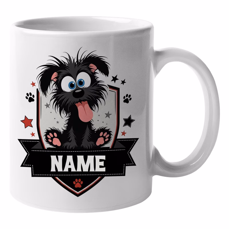 personalised mug custom name white ceramic cup cute black puppy character gift for women dog mom dad novelty mug shaggy puppy graphic birthday present gift humorous drinkware white porcelain unique cu