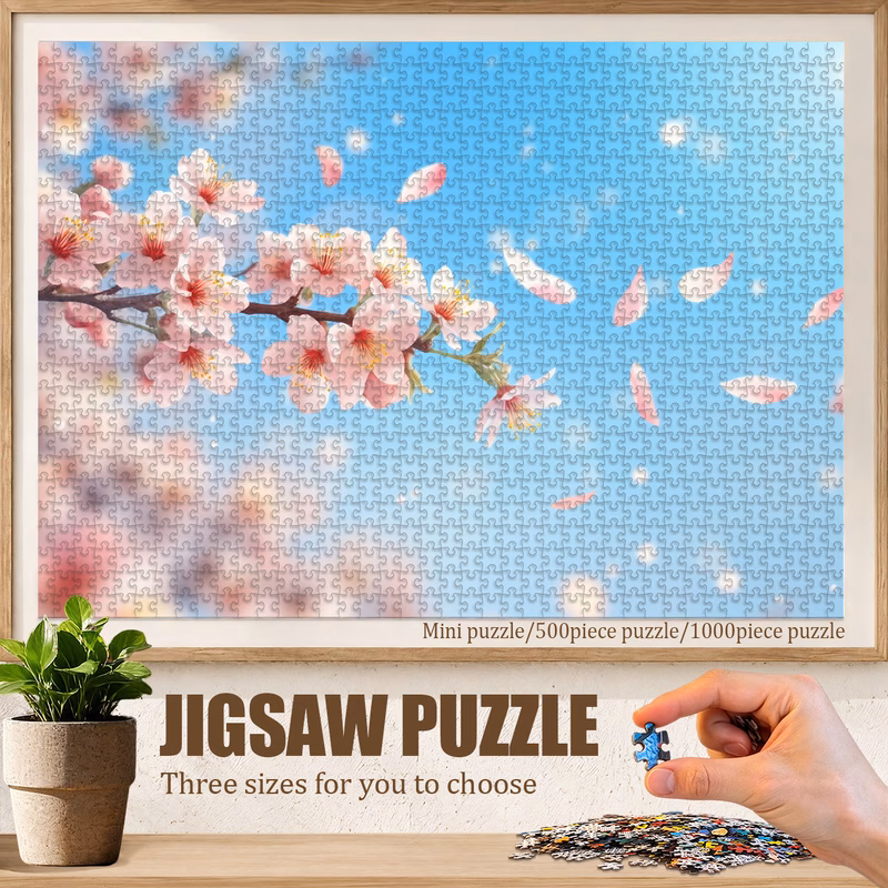500pcs 1000pcs mini suitable for puzzle rectangular cherry flower picture with vibrant colors portable brain for home decor challenging gift for puzzle collectors mini suitable for travel