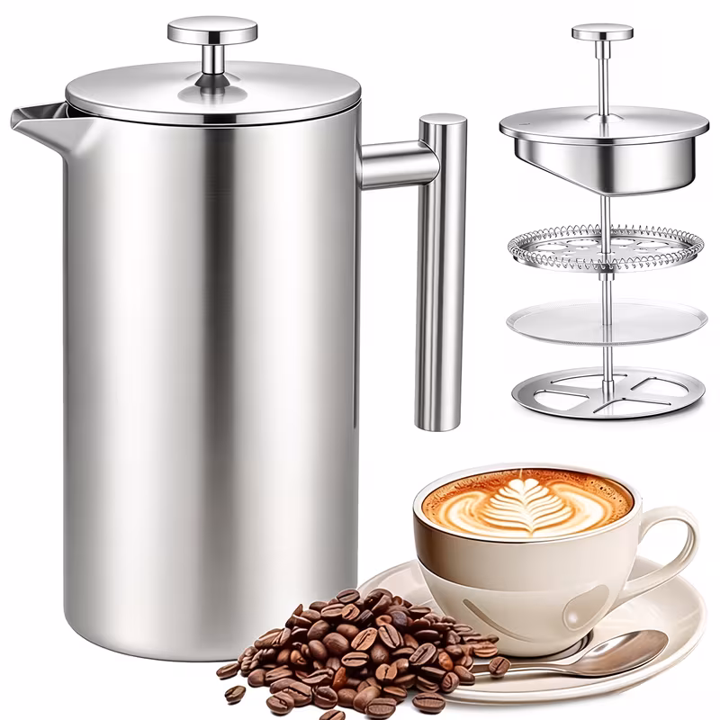stainless steel coffee tea filter maker plunger pitcher tool