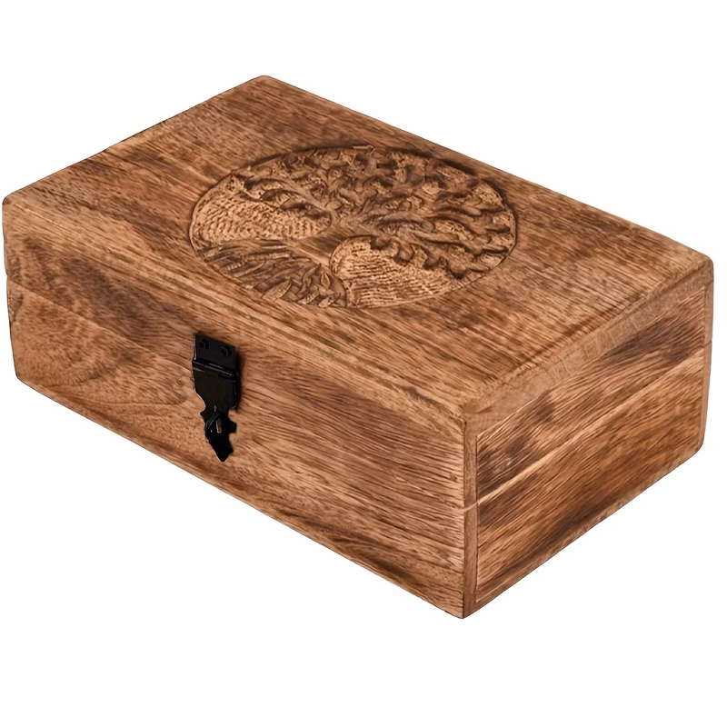 storage box handmade wooden tree of life carved beautiful souvenir box jewelry organizer unique gift ideas for men and women flame work