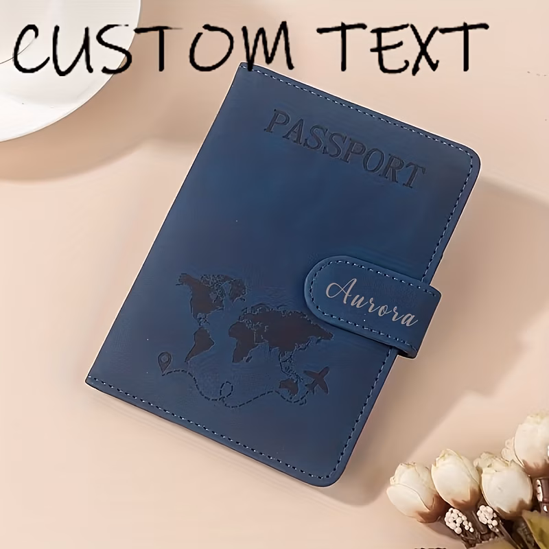 1 simple custom synthetic leather passport holder with initials synthetic leather passport cover anti demagnetization multi functional travel essential travel accessory holiday gift must have for busi