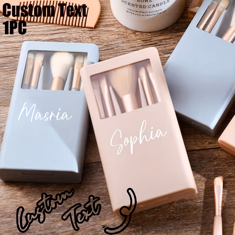 personalized bridesmaid makeup brush gift set with storage box cosmetic bags name text suitable for wedding party bachelorette mothers day teachers day gifts for bridesmaids brides mothers teachers el