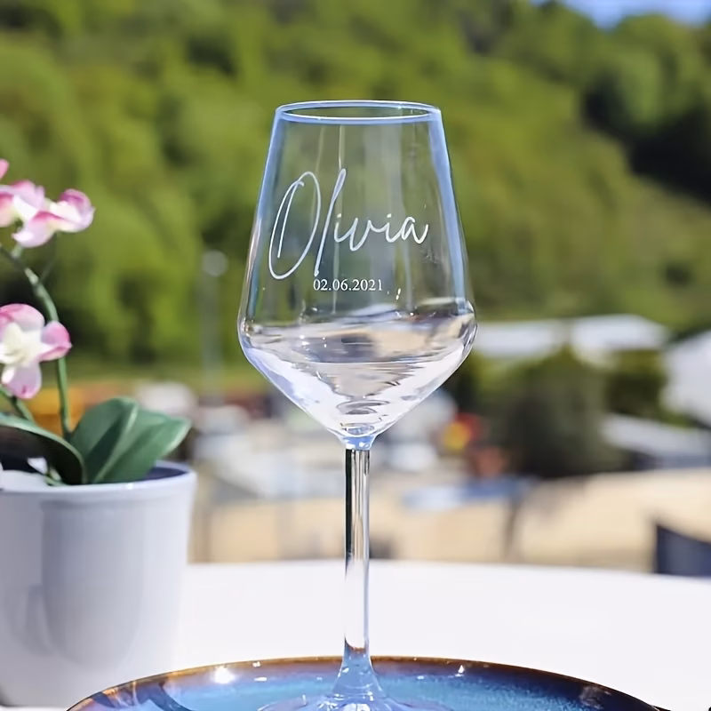 1 personalized engraved wine glass custom name text wedding bride groom glasses bridesmaid gifts engagement personalized wedding party favors wedding wine glasses romantic drinkware elegant style pers