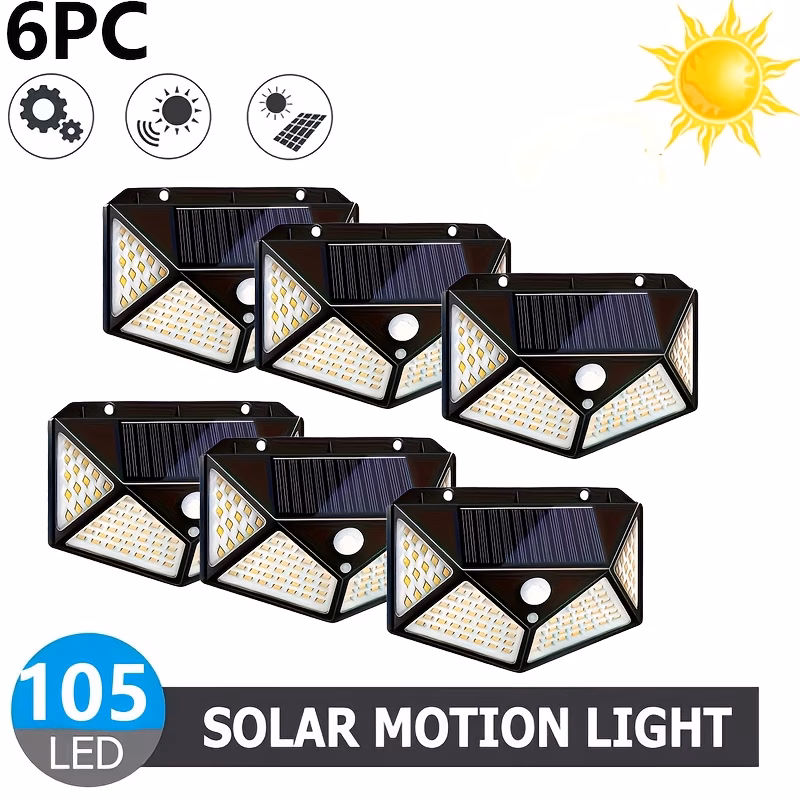 2 4 6 8pcs outdoor solar lights w 105 led beads 270 range lighting wall lights adjustable lamp mode detection automatically turn on at dusk and recharge during for garages gardens courtyard