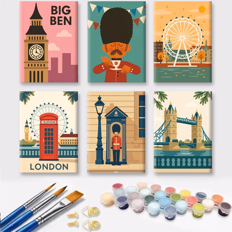 professional art use 6pcs frameless paint by numbers kit for beginners 25x35cm 9 8x13 7 canvas scenery acrylic painting set home wall decor ideal gifts for birthdays mothers day
