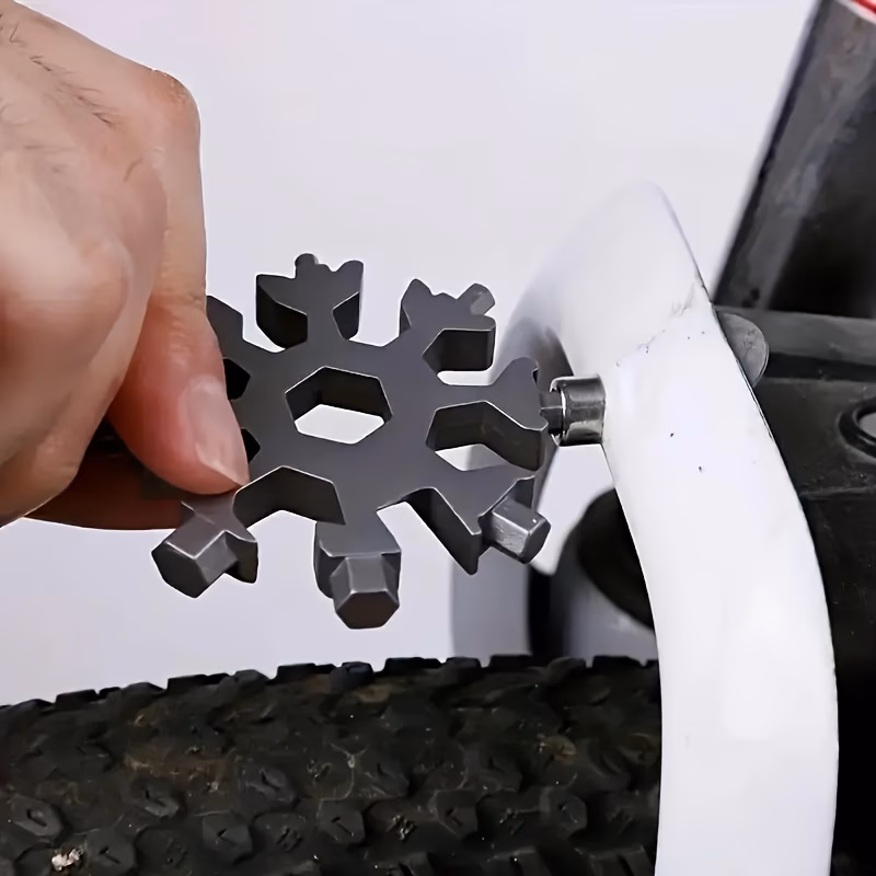 1pc 18 in 1 snowflake multi function tool stainless steel snowflake bottle opener flat and set with wrench christmas gift for men cool camping gadget gift for men husbands grandpas unique gift from da