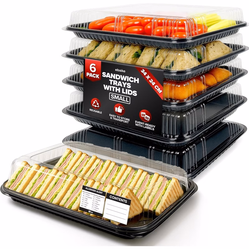 sandwich platter trays with lids reusable catering food trays for parties buffets sushi sandwiches cake meal prep