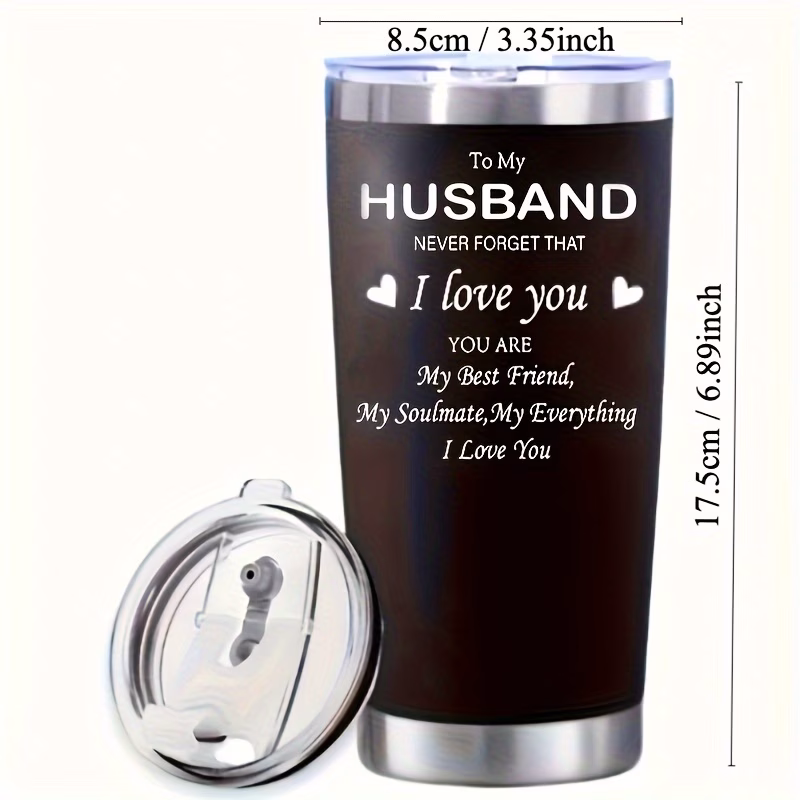 1pc 20oz husband dad gift tumbler stainless steel with lid coffee mugs vacuum cup insulated double wall travel tumbler durable insulated hot coffee mug thermal cup with splash proof sliding lid gift