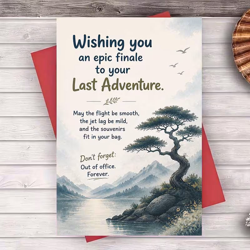 one envelope greeting cardretirement greeting card for coworker or boss farewell gift elegant landscape design for happy retirement celebration and greeting card