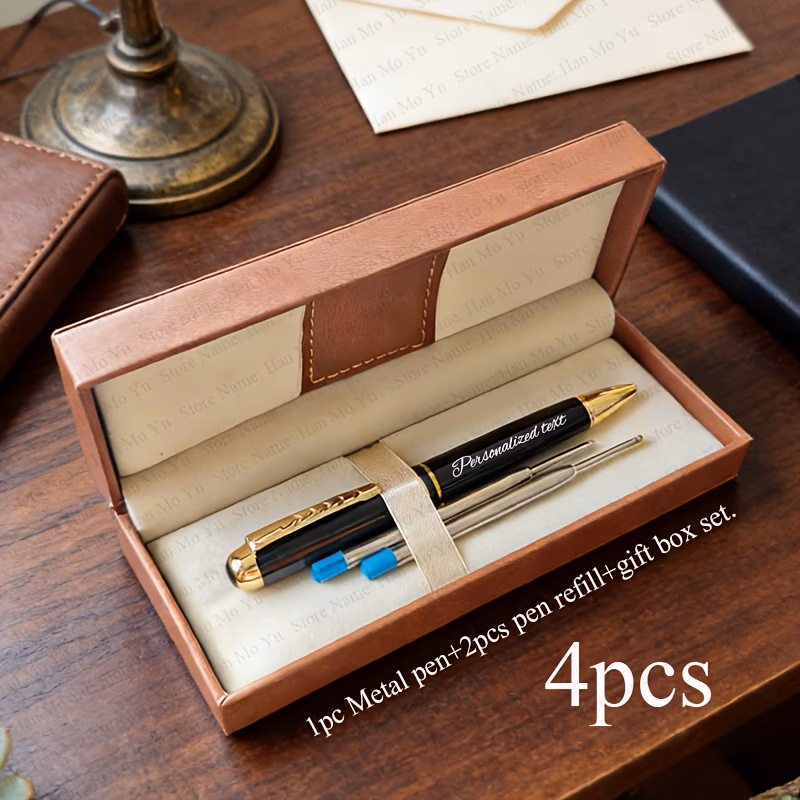 1pc metal pen 2pcs pen refill gift box set personalized custom gift set ballpoint pen suitable for employees colleagues staff nurses teachers supplies customized gifts