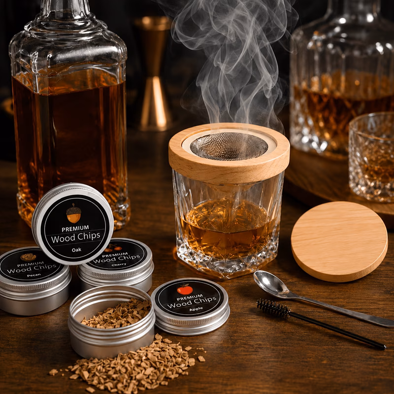cocktail and whiskey smoking set including a whiskey and of flavored smoked wood chips a beverage smoking and soaking set a perfect gift for cocktail enthusiasts men fathers husbands bosses and
