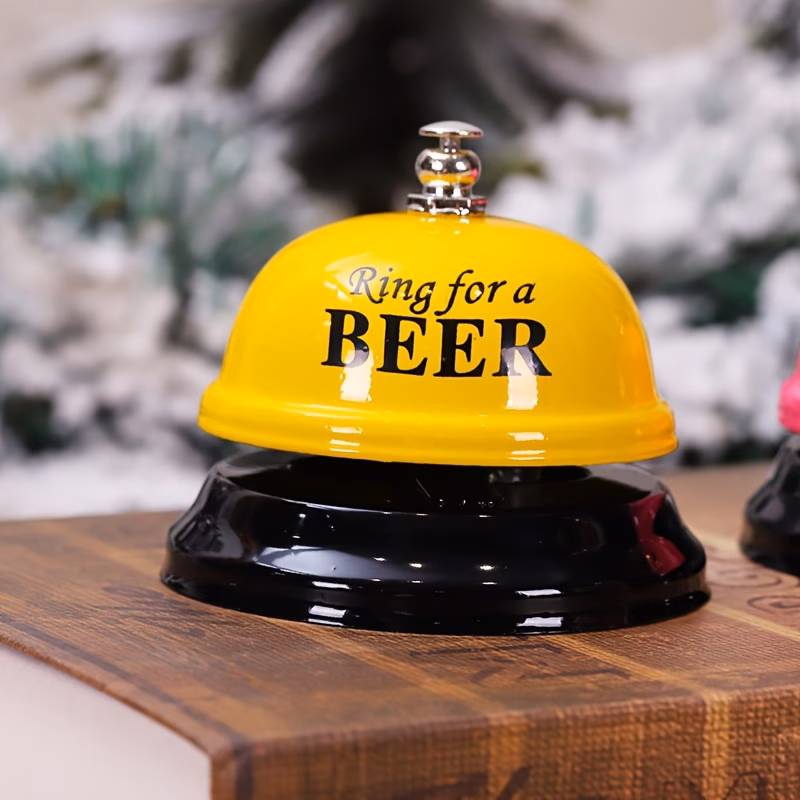 1pc student gift creative yellow pink and coffee colored metal bar counter bell reminder restaurant bar ring bell hand bell answer bell home decor event party gathering decorative bell