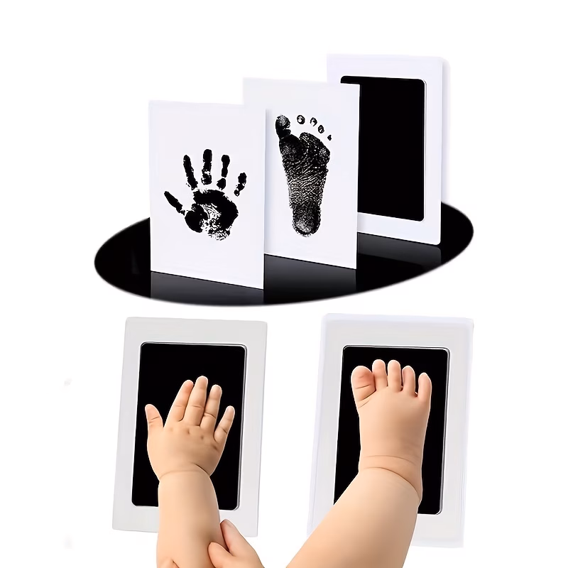 a set of handprint and footprint kits ink pad frame handprints toddler keepsake additions safe cleaning baby gift for events red color