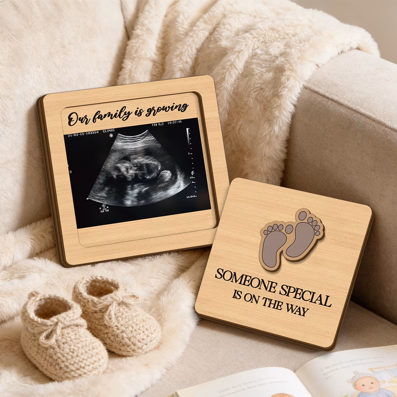 2d flat 1pc wooden family growth announcement box compact decorative theme of special pregnancy reveal keepsake family decor sign 2d flat