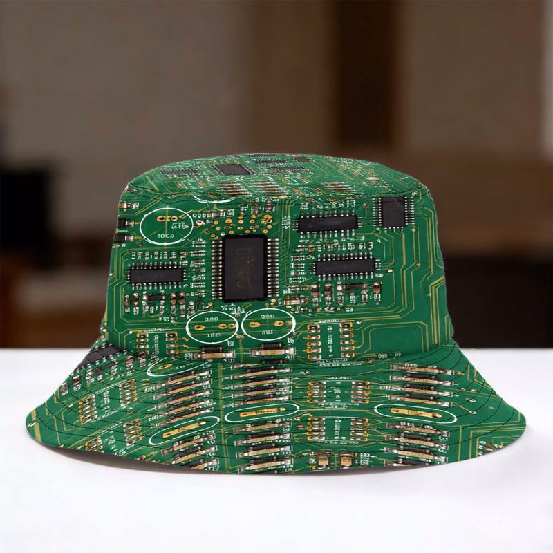 1pc Men' & Women' Electronic Circuit Board Fisherman Hat - All-Over Print PCB, Versatile Outdoor Suitable for Four Seasons, for Family,, Graduation Gifts, Tech-Themed Accessory