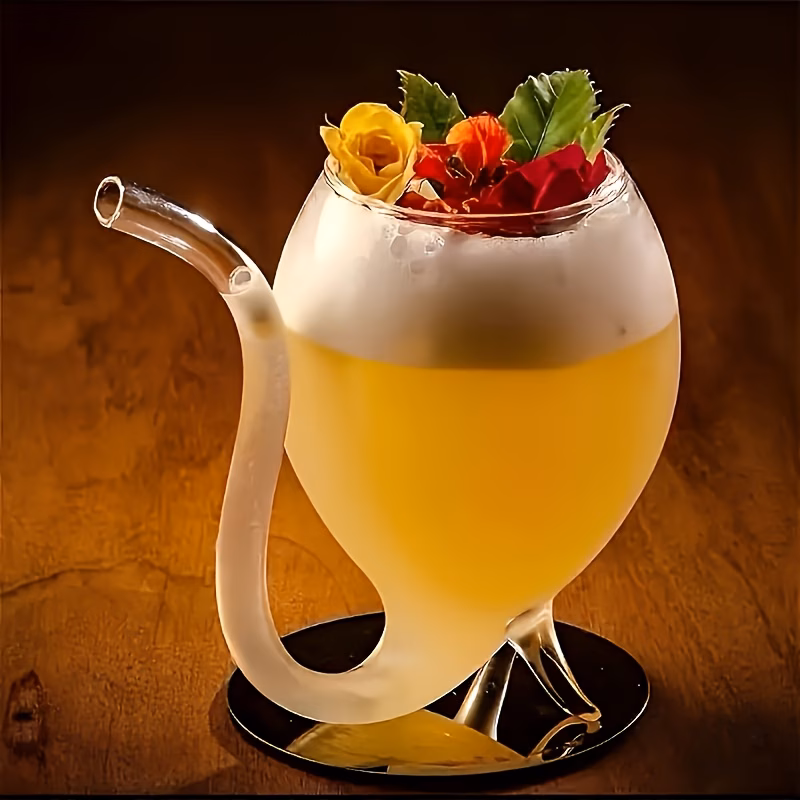1pc wine glass cup wine glass mug with built in straw for juice ice cream party supplies drinkware for restaurants cafes bars